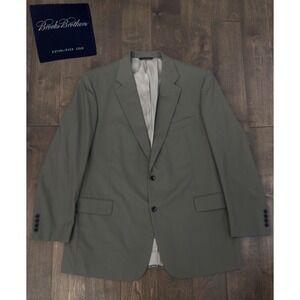 NWT Brooks Brothers Mens Olive Green Suit Jacket Size 46L Cotton Blend 2-Button
